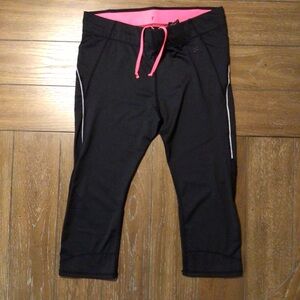 Black and Pink Track Pants with Slim Fit and Drawstring